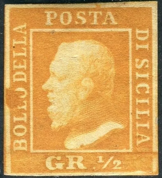 1859 Alte USA Italienisch Sizilien 1/2 Korn Orange II Surfboard 2 MH Lotto 504