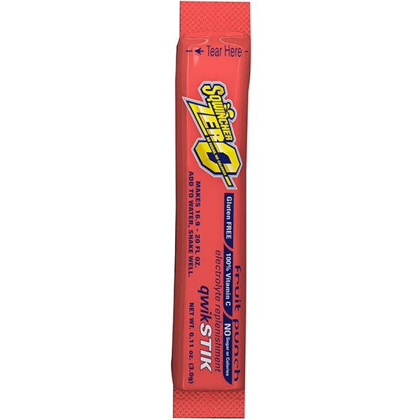 Sqwincher Qwik Stik Zero Single Serve, 0.11 oz Packs, 20 oz Yield, Fruit Punch,