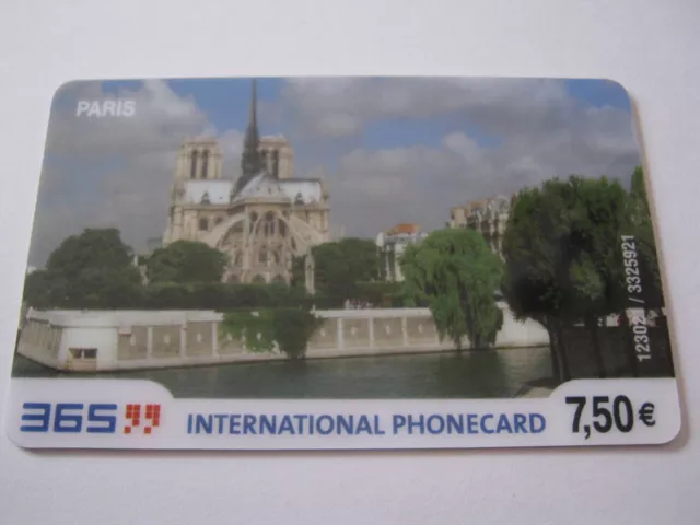 Télécarte prépayée KERTEL 365 PARIS NOTRE DAME 7.50€ n° 123021 / 3325921