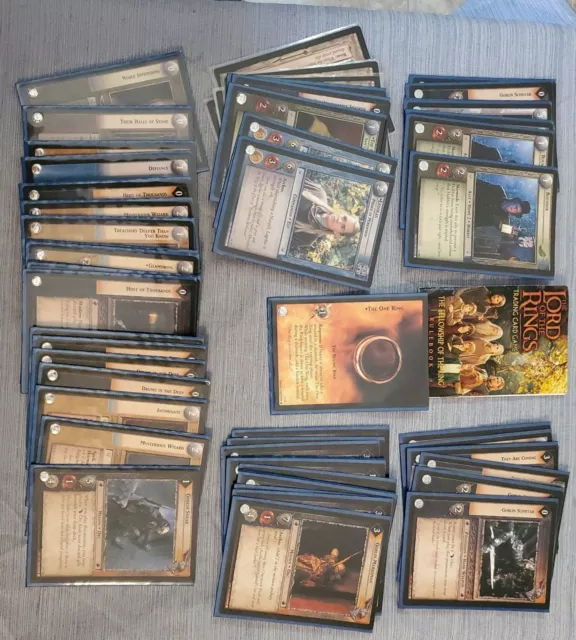 63 Assorted Lord of the Rings Trading Cards In Protective Sleeves