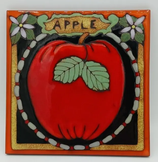 Ceramic Apple Tile Trivet 6"x6" Vintage