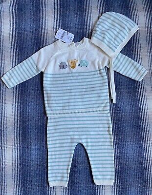 NEXT baby boy 3-6 months knitted outfit - top, bottoms and hat set BNWT