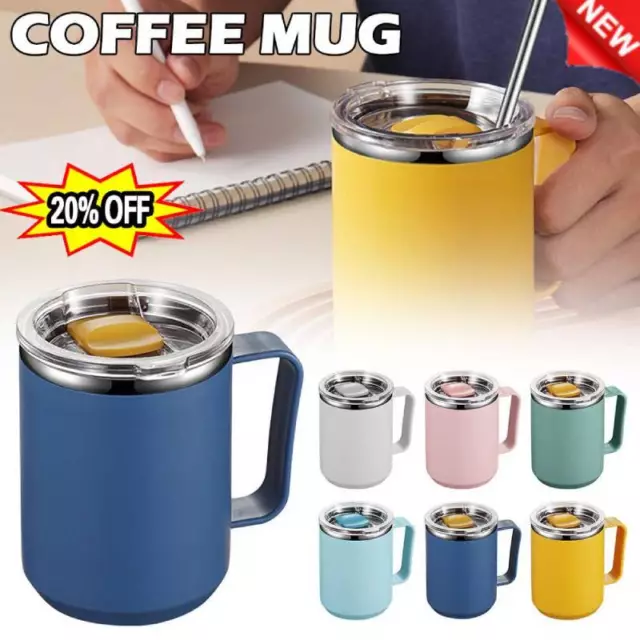 Coffee Mug Stainless Steel Double Wall Insulated Tumble Travel Mug-Cups Lid