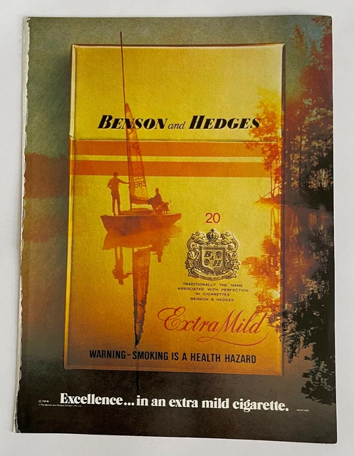 Benson And Hedges Cigarettes Boat Trees People Twilight ~ Vintage Print AD 1981