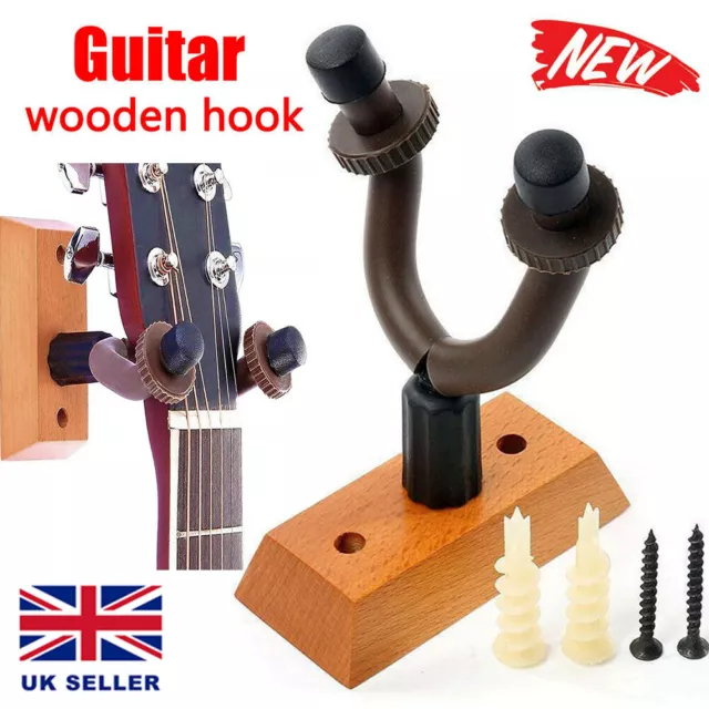 Guitar Wall Mount Hanger Hook Bracket Holder Wooden Stand Acoustic Bass Electric