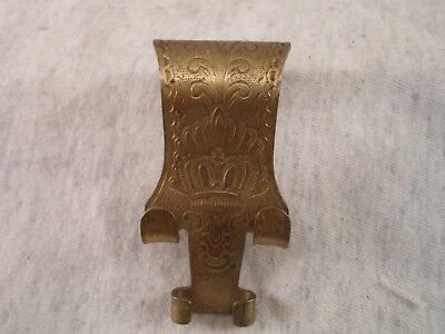 antique brass picture rail hanger, embossed crown design!