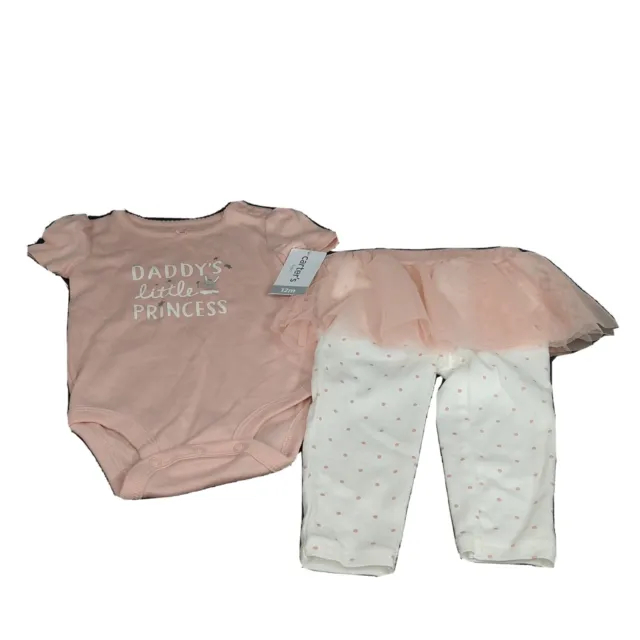 Carters Daddys Little Princess Tutu Leggings Outfit Girls Size 12 Mo Pink NEW