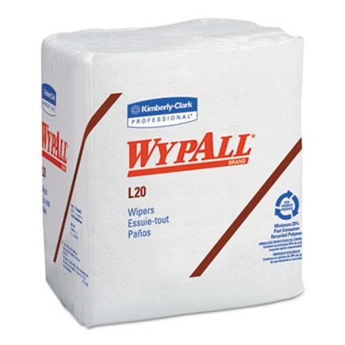 Wypall L20 Wipers, Quarterfold, 4-Ply, White, 12 Packs (KCC47022)