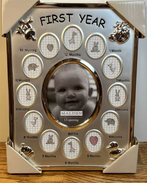 Baby First Year Silver Picture Frame, Malden 7 1/2” x 10” New In Box NIB