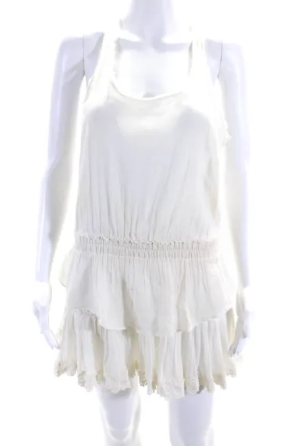 Love Shack Fancy Women's Cotton Racerback Tiered Lace Trim Skirt White Size 1