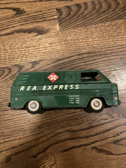 Vintage Scarce Japanese Tin Friction Chevrolet Corvair "Rea Express" Van