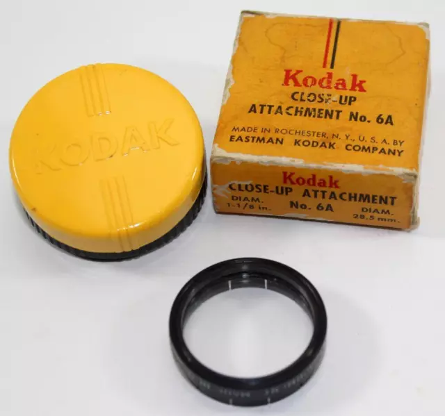 Accesorio de primer plano vintage Kodak número Lente de filtro deslizante 6A 1-1/8" 28,5 mm