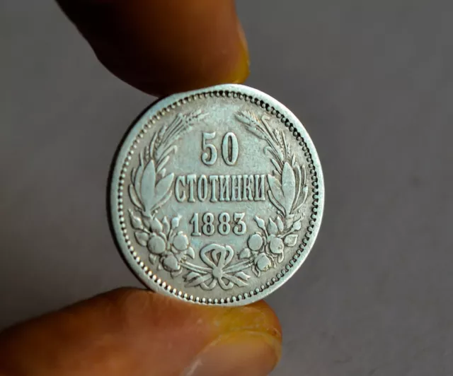 Bulgaria 50 stotinki 1883's Silver Coin Alexander I