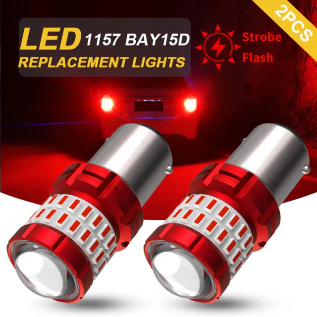 2x 1157 LED Strobe Flash Brake Tail Light Bulbs Red For Hyundai Elantra Sonata