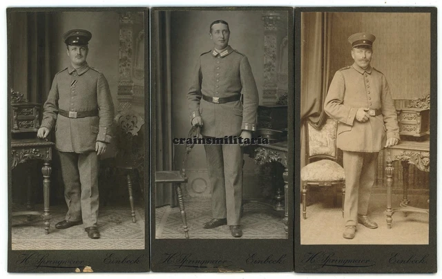 3x Orig. Foto CDV Portrait Soldaten in EINBECK - Studio Springmeier