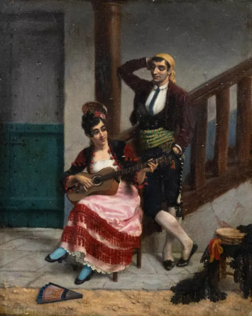 Spanish School Early 20th Century Oil - The Musical Couple