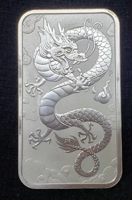 2019 Australia 1oz Silver Dragon Dollar Bar In Capsule