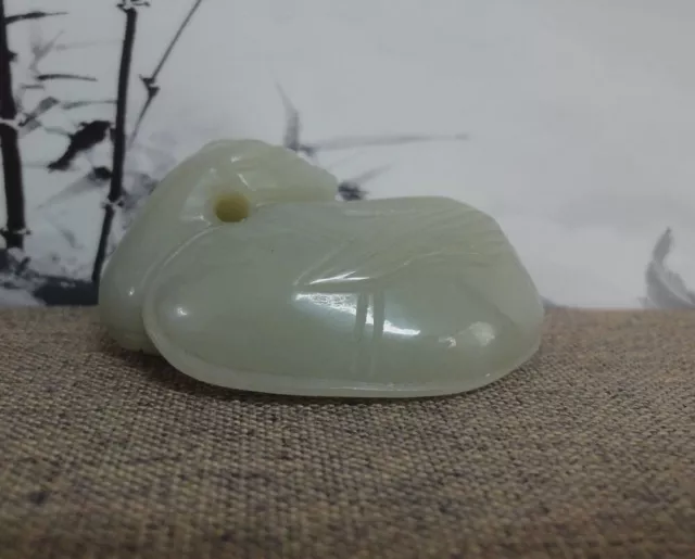 Old Chinese Hand Carving "PiXiu" Beast Statue Nephrite Jade Pendant