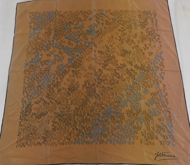 Foulard soie vintage roulotté Leonardo di Como léopard et fleurs - Jeronine Vintage