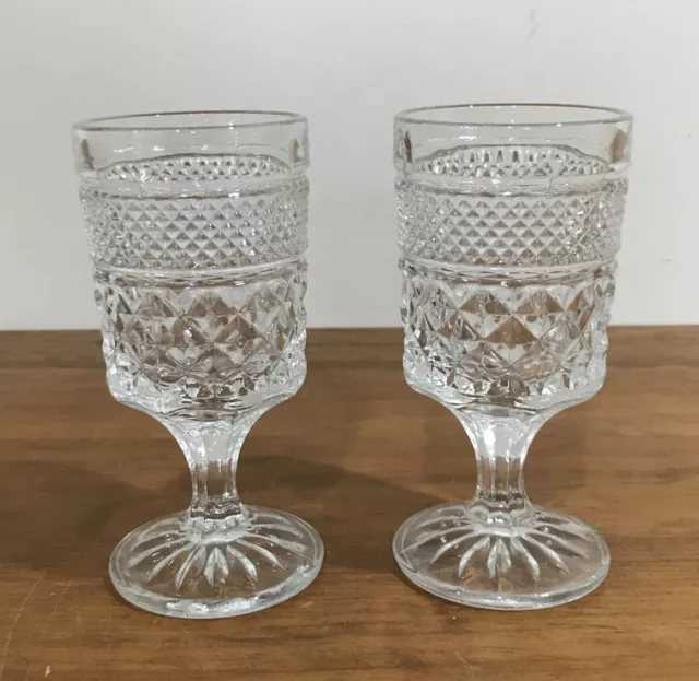 2 Vintage Anchor Hocking *Wexford* Stemmed Wine Glasses - 150ml