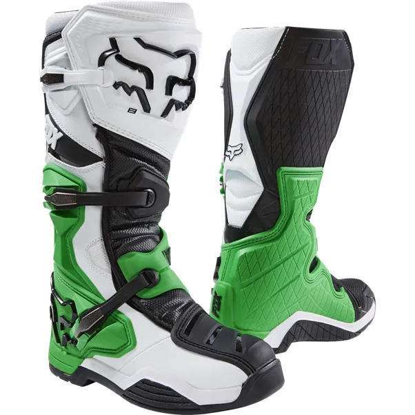 Fox Racing Comp 8 Rs Motocross Mx Enduro Bike Boots - White / Black / Green