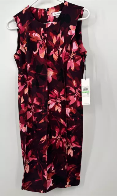 Calvin Klein Floral Printed Scuba Sheath Dress Women’s NWT Size 8 P MSRP $119