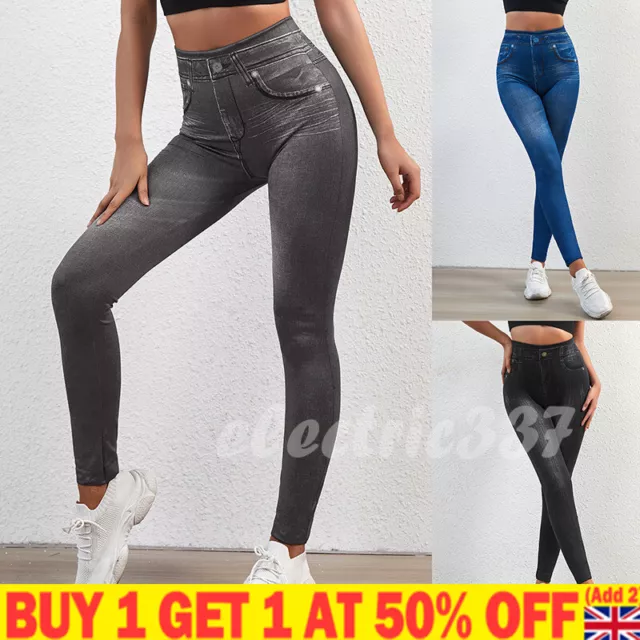 Womens Warm Plush Lined Stretch Denim Jeans Thermal Winter
