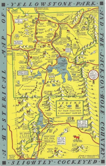 Jolly Lindgren / Hysterical Map of Yellowstone Park and the Jackson Hole Country