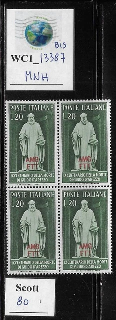 WC1_13387_BIS. ITALY:TRIESTE FTT. Block of 1950 GUIDO D'AREZZO. Scott 80. MNH