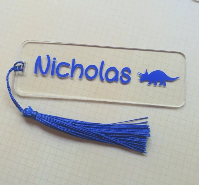 Personalised Clear Bookmark Dinosaur custom name back to school birthday Easter