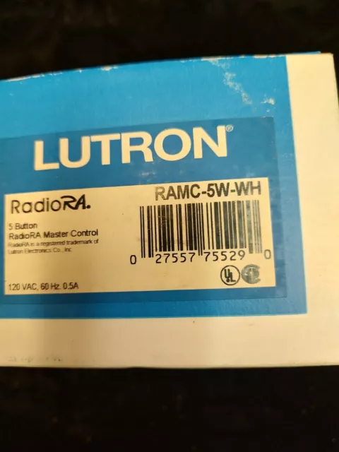 Lutron RAMC-5W-WH 5 Button RadioRA Master Control