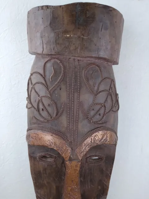 Afrikanische Fang Maske Afrika Ngil Maske Gabun Holz Kupfer Antik Sehr selten 3