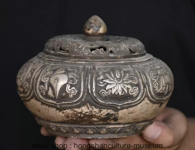 6 " Qianlong Marked Chinese Silver Dynasty Palace Incense Burner Censer