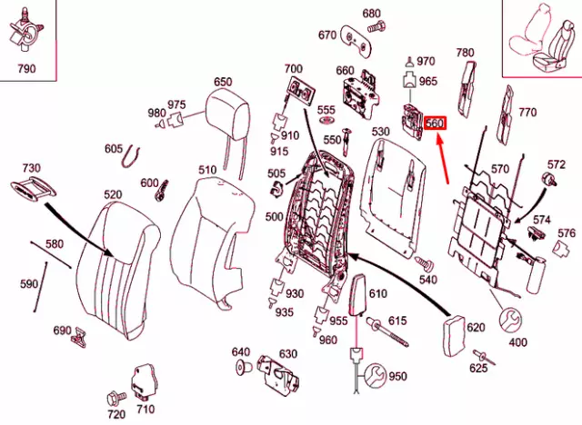 Neu Mb Ml W164 Vorne Links Sitzkopfstütze Falzwerk A0009700026