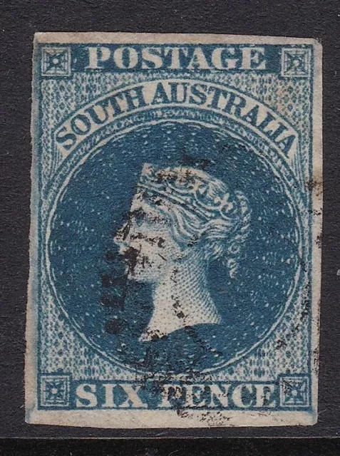 South Australia - 1855 SG3 6d Deep Blue, large star wmk, London Print, Fine Used