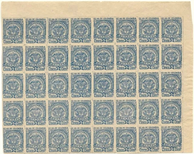 KOLUMBIEN COLOMBIA CUNDINAMARCA 1884, 5c blue and light blue ** blocks of 38+40