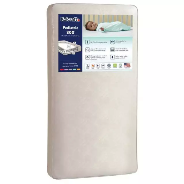 Pediatric 800 Extra Firm Ultra Deluxe, 80 Coil Crib and Toddler Mattress, White