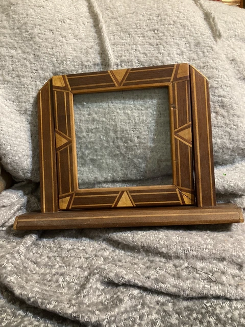 Antique Swivel Marquetry Wood Art Deco Frame Handmade Read