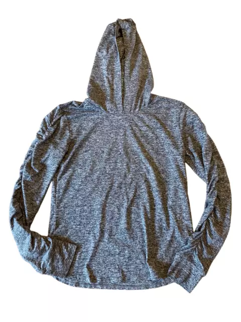 Athleta Girl Heather Gray Ruched Sleeve Hoodie Size XL 14
