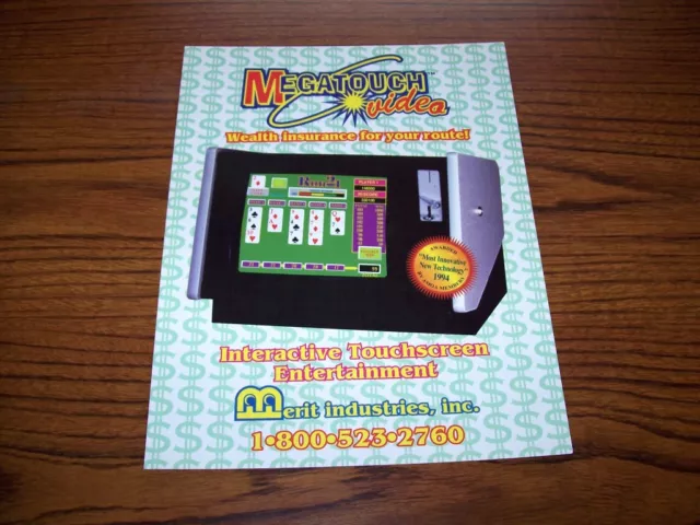 Merit Megatouch Original 1994 Video Arcade Game Machine Promo Sales Flyer
