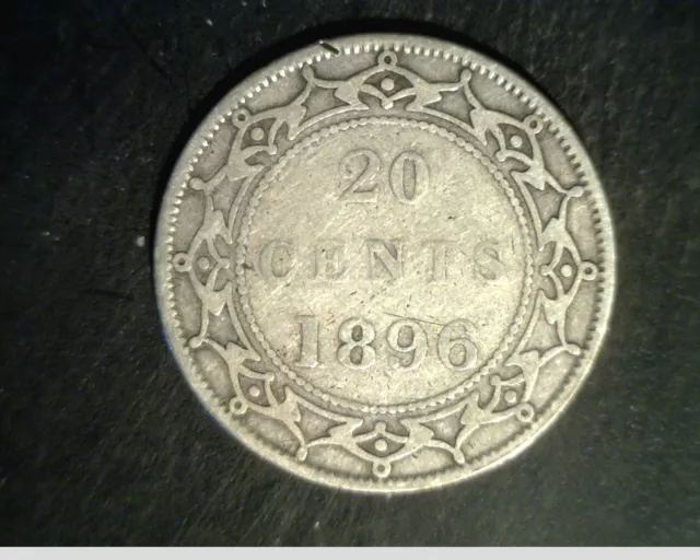 1896 Newfoundand, Canada 20 Cents, Medium Grade .1401 oz Silver (Can-553)