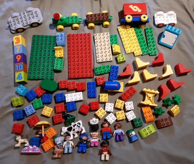 LEGO DUPLO LOT 100 PIECES BRIQUES , animaux, personnages, BRICKS BLOCKS  SCHOOL EUR 9,00 - PicClick FR