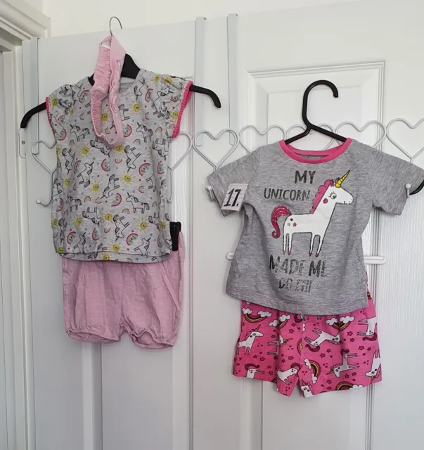 baby girls bundle joblot size 12-18 months clothes top & shorts set sets unicorn