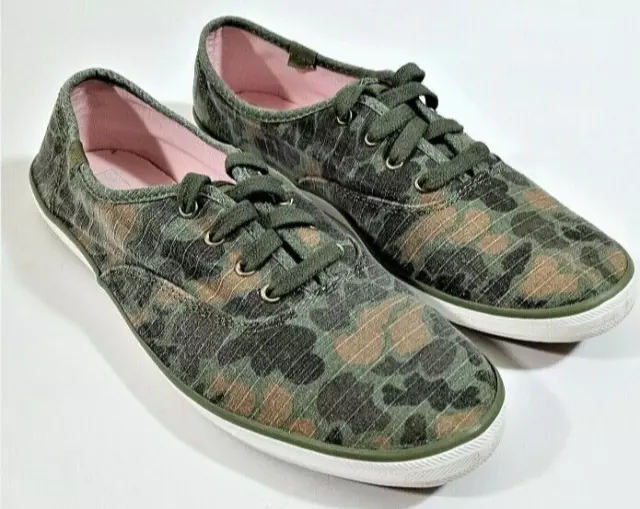 Keds Women's Tennis Ripstop Lace-up Sneakers Shoes - Green Camo Size 7.5
