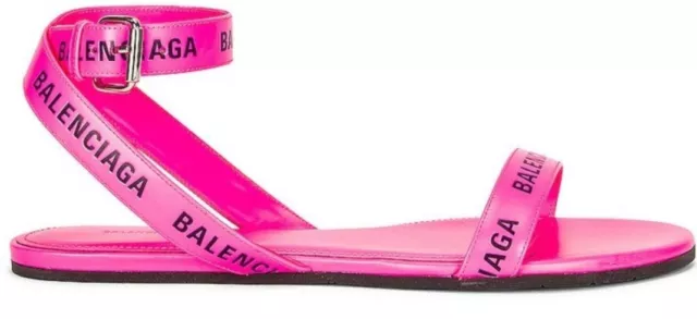 BNIB Balenciaga Hot Pink Round Strappy Flat Sandals Sz US 8 / EU 39