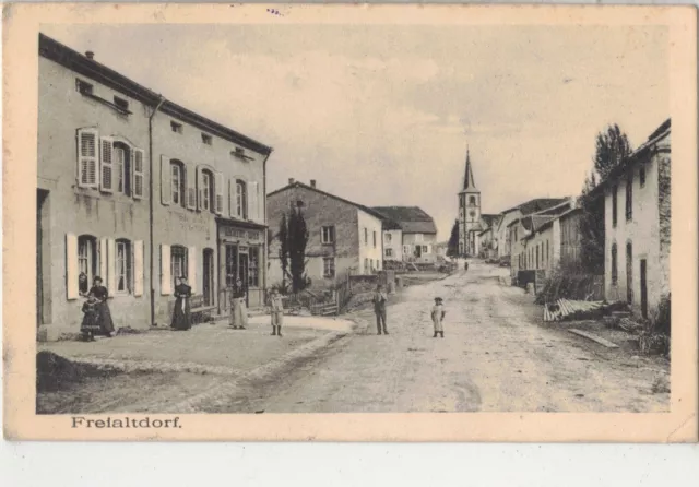 DR Postkarte Freialtdorf  Francaltroff Lothringen - Strasse Laden - o 1915