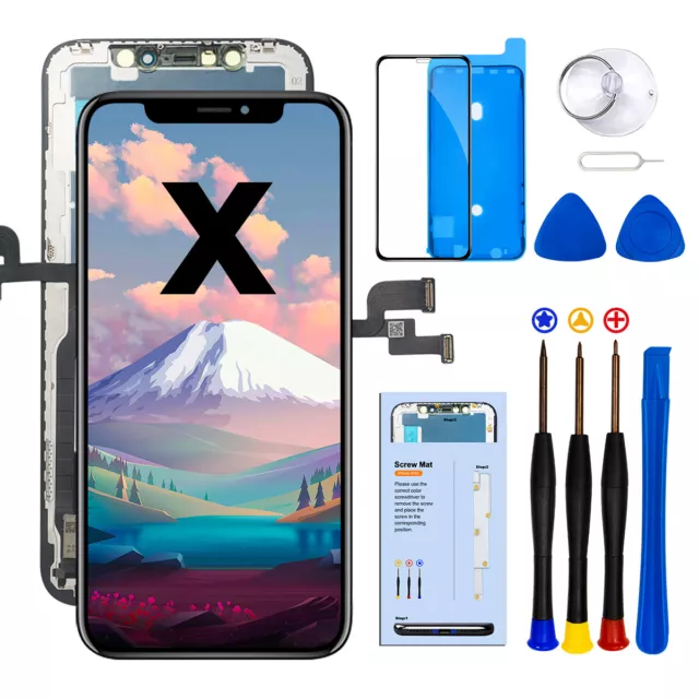 ECRAN POUR IPHONE X COMPLET Échange OLED LCD NOIR VITRE TACTILE SCREEN + OUTILS