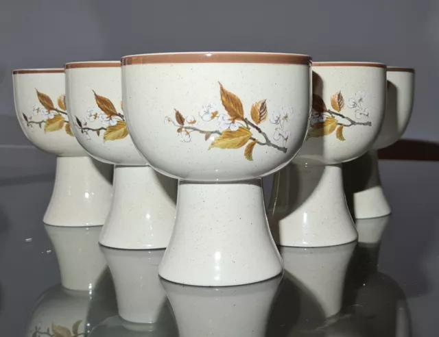 6 x Royal Doulton Lambethware Wild Cherry LS1038 Goblets Footed Bowls 11 cm High