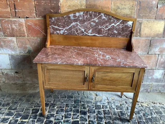Lovely Antique Edwardian Inlaid Washstand With Marble Top