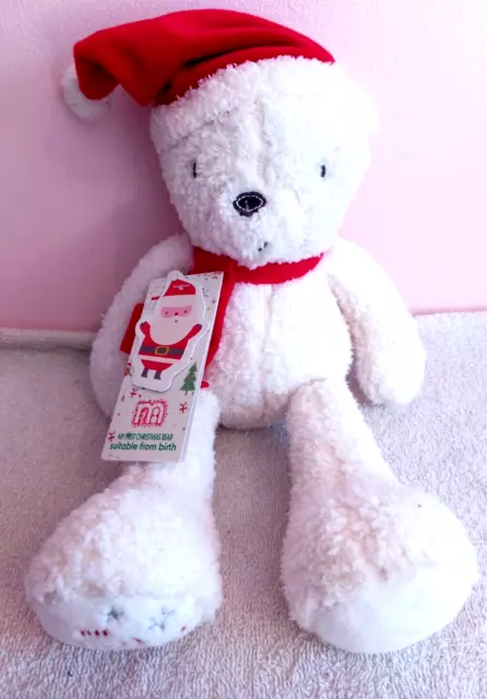 Mothercare My First Christmas 2016 Teddy Bear  Baby Comforter Comfort Toy Tagged